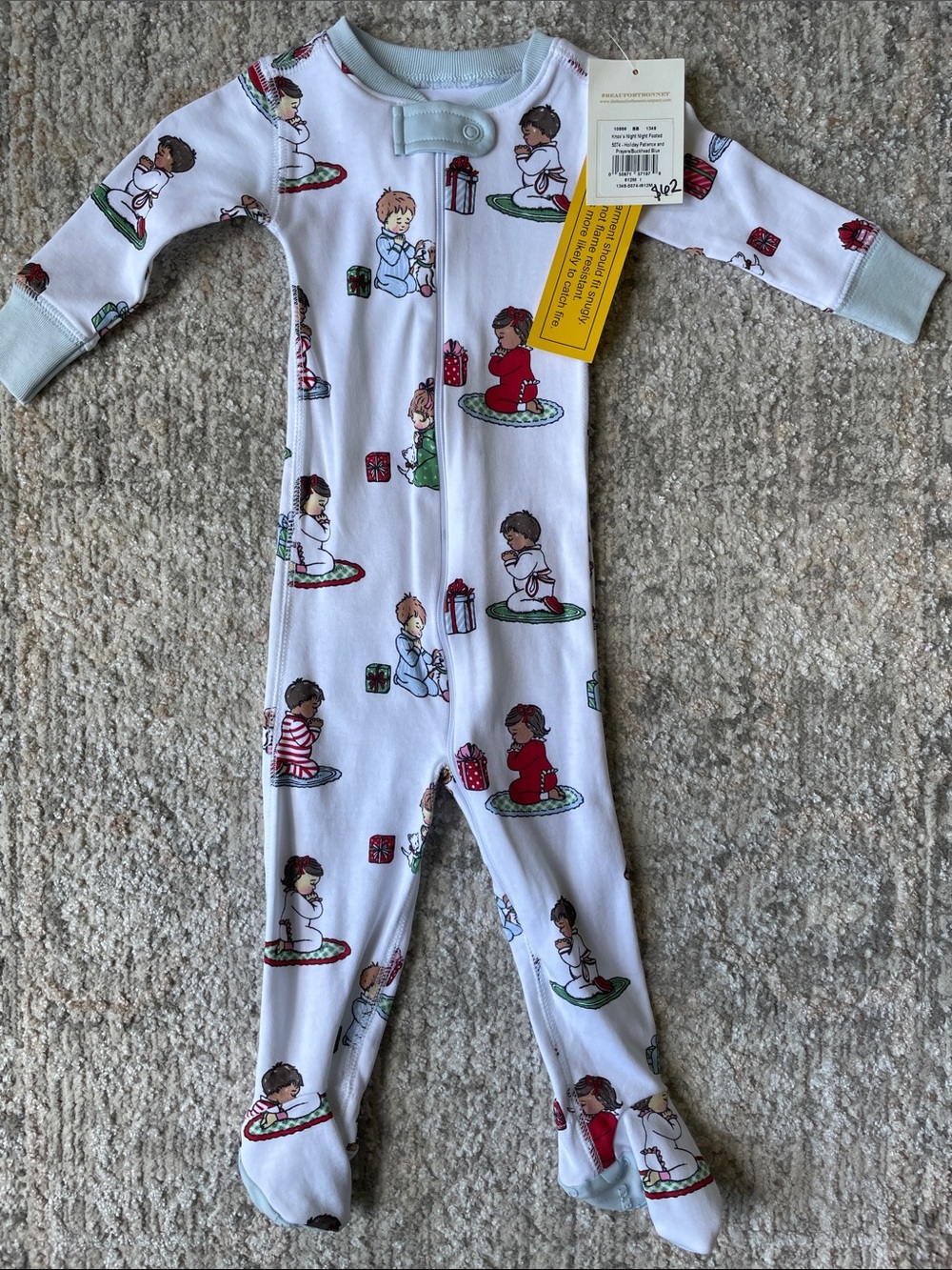 The Beaufort Bonnet Company White Holiday Patience & Prayers Footed One-Piece